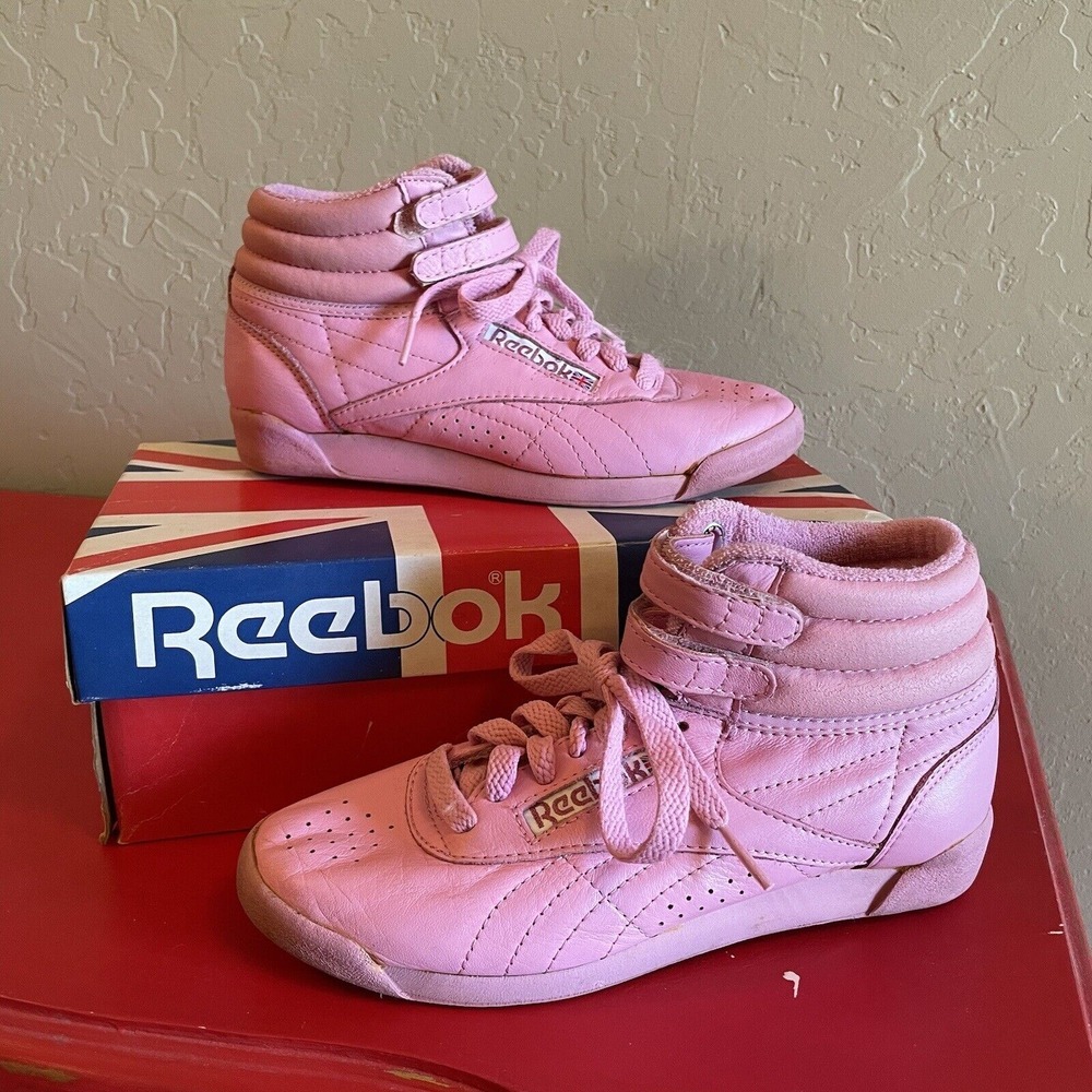 Vintage Reebok Pink‎ High Top Womens Size 5.5 Basketball Sneakers Shoes Retro